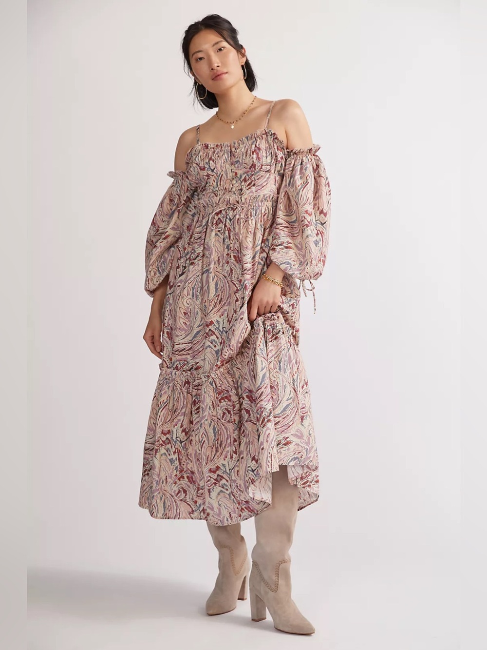 House of Harlow 1960 Paisley puff sleeve maxi dress